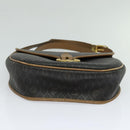 Christian Dior Honeycomb Canvas Shoulder Bag PVC Leather Black Brown Auth BA497-5