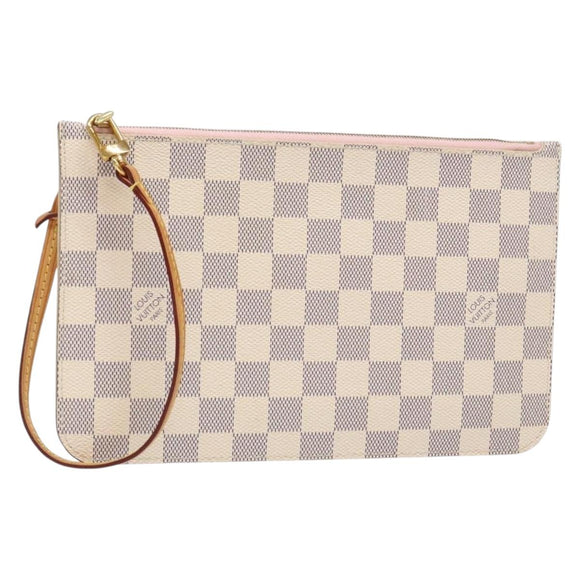 LOUIS VUITTON Damier Azur Neverfull MM Pouch LV Auth BA4978