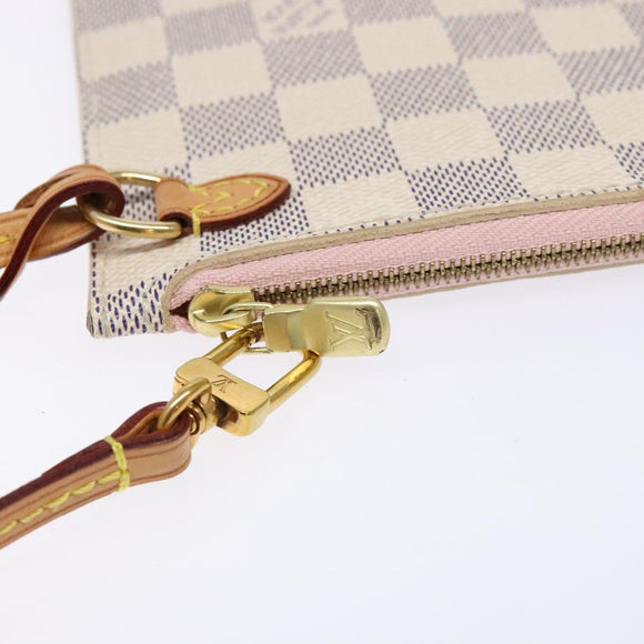 LOUIS VUITTON Damier Azur Neverfull MM Pouch LV Auth BA4978