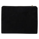 Salvatore Ferragamo Gancini Chain Shoulder Bag Suede Black Gold Auth BA5012-2