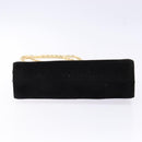 Salvatore Ferragamo Gancini Chain Shoulder Bag Suede Black Gold Auth BA5012-5