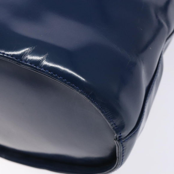 Salvatore Ferragamo Gancini Shoulder Bag Enamel Blue Silver Auth BA5013