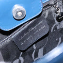 Salvatore Ferragamo Gancini Shoulder Bag Enamel Blue Silver Auth BA5013-12