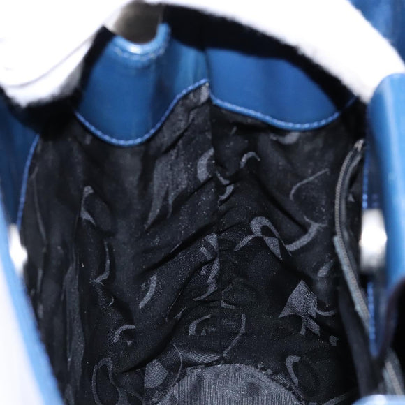 Salvatore Ferragamo Gancini Shoulder Bag Enamel Blue Silver Auth BA5013