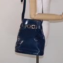Salvatore Ferragamo Gancini Shoulder Bag Enamel Blue Silver Auth BA5013-20