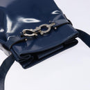 Salvatore Ferragamo Gancini Shoulder Bag Enamel Blue Silver Auth BA5013-6