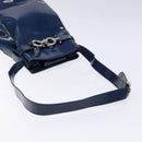 Salvatore Ferragamo Gancini Shoulder Bag Enamel Blue Silver Auth BA5013-7