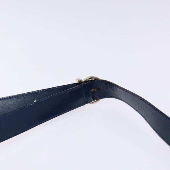 Salvatore Ferragamo Gancini Shoulder Bag Enamel Blue Silver Auth BA5013