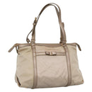 Salvatore Ferragamo Vala Hand Bag Nylon Beige Gold Auth BA5017-1