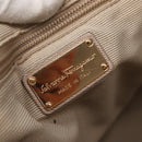 Salvatore Ferragamo Vala Hand Bag Nylon Beige Gold Auth BA5017-16