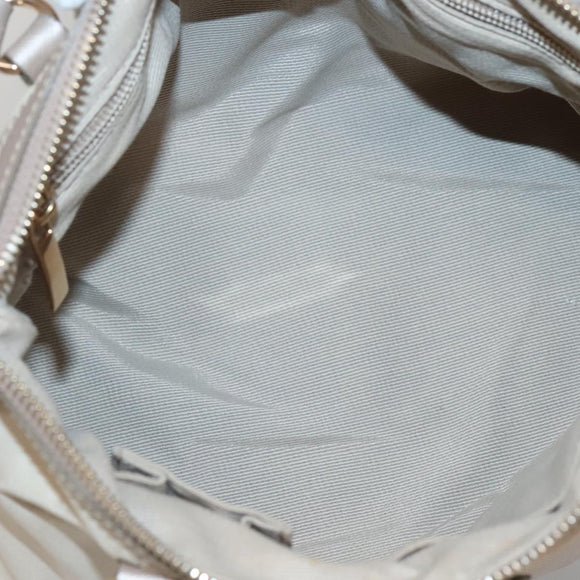 Salvatore Ferragamo Vala Hand Bag Nylon Beige Gold Auth BA5017