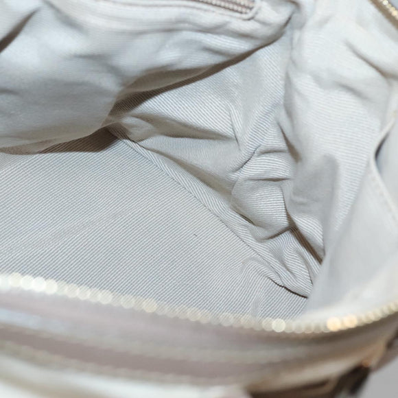 Salvatore Ferragamo Vala Hand Bag Nylon Beige Gold Auth BA5017