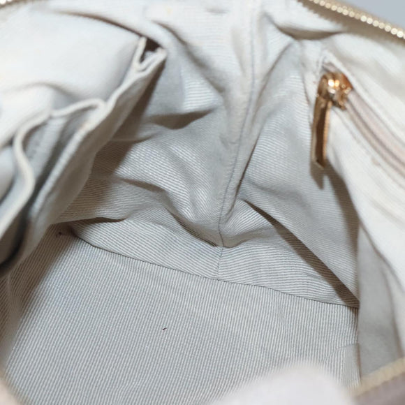 Salvatore Ferragamo Vala Hand Bag Nylon Beige Gold Auth BA5017