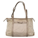 Salvatore Ferragamo Vala Hand Bag Nylon Beige Gold Auth BA5017-2