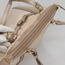 Salvatore Ferragamo Vala Hand Bag Nylon Beige Gold Auth BA5017-6