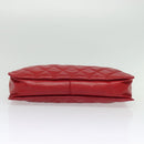 CHANEL Matelasse Chain Shoulder Bag Lamb Skin Red Gold CC Auth BA5019-5
