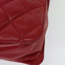 CHANEL Matelasse Chain Shoulder Bag Lamb Skin Red Gold CC Auth BA5019-17