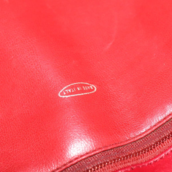 CHANEL Matelasse Chain Shoulder Bag Lamb Skin Red Gold CC Auth BA5019