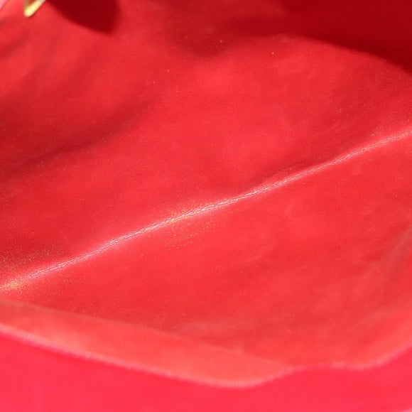 CHANEL Matelasse Chain Shoulder Bag Lamb Skin Red Gold CC Auth BA5019