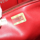 CHANEL Matelasse Chain Shoulder Bag Lamb Skin Red Gold CC Auth BA5019-12