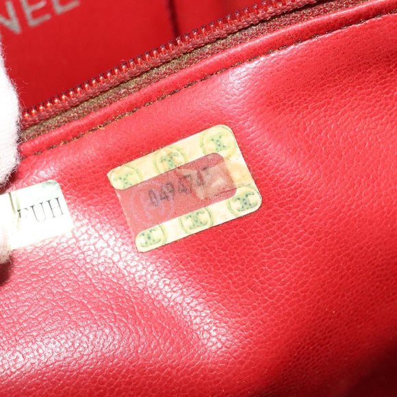CHANEL Matelasse Chain Shoulder Bag Lamb Skin Red Gold CC Auth BA5019