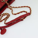 CHANEL Matelasse Chain Shoulder Bag Lamb Skin Red Gold CC Auth BA5019-7