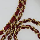 CHANEL Matelasse Chain Shoulder Bag Lamb Skin Red Gold CC Auth BA5019-8