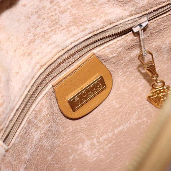 GUCCI Micro GG Supreme Shoulder Bag PVC Beige Gold Auth BA5021