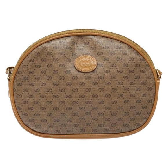 GUCCI Micro GG Supreme Shoulder Bag PVC Beige Gold Auth BA5021