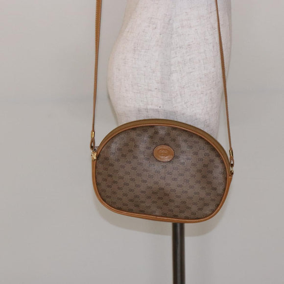 GUCCI Micro GG Supreme Shoulder Bag PVC Beige Gold Auth BA5021