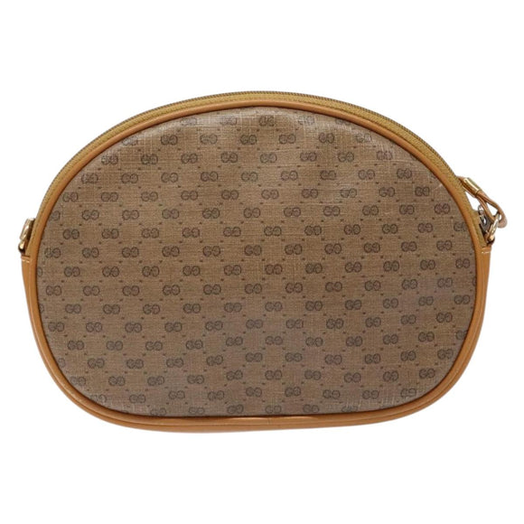 GUCCI Micro GG Supreme Shoulder Bag PVC Beige Gold Auth BA5021