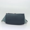 CELINE Trapeze Hand Bag Leather Suede 2way Blue Silver Auth BA5022-5