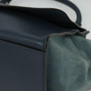 CELINE Trapeze Hand Bag Leather Suede 2way Blue Silver Auth BA5022-16