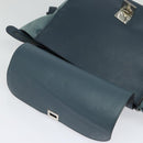 CELINE Trapeze Hand Bag Leather Suede 2way Blue Silver Auth BA5022-19