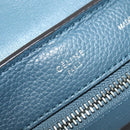 CELINE Trapeze Hand Bag Leather Suede 2way Blue Silver Auth BA5022-20