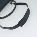 CELINE Trapeze Hand Bag Leather Suede 2way Blue Silver Auth BA5022-9