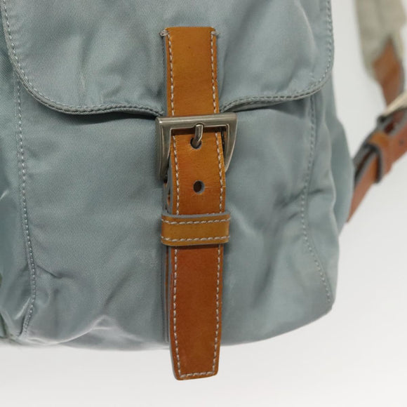 PRADA Backpack Nylon Light Blue Silver Auth BA5026