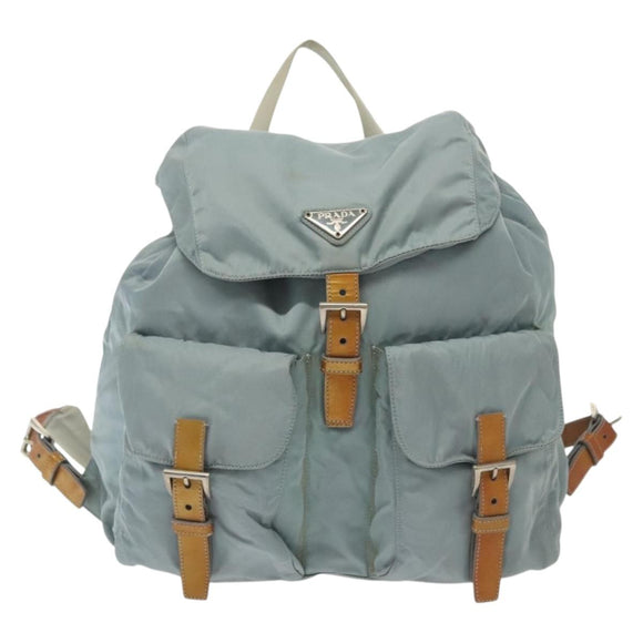 PRADA Backpack Nylon Light Blue Silver Auth BA5026