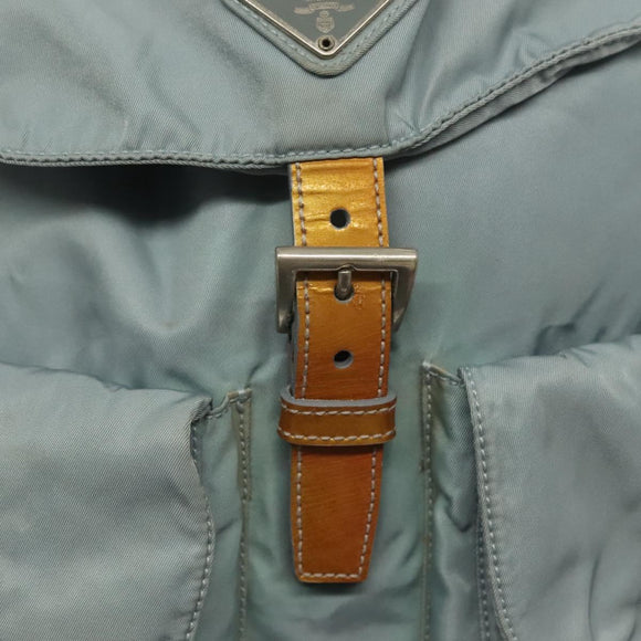 PRADA Backpack Nylon Light Blue Silver Auth BA5026