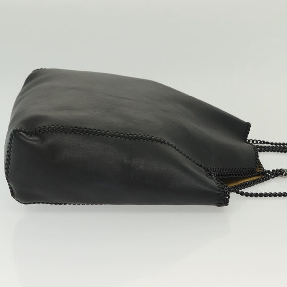 Stella MacCartney Chain Fabera Shoulder Bag Leather Black Auth BA5027