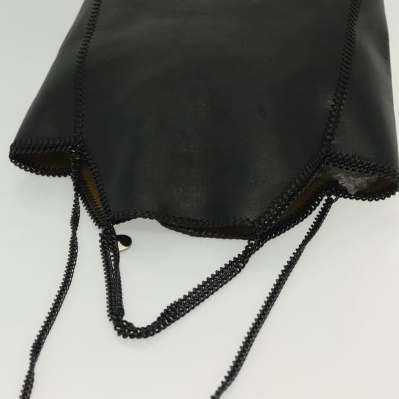 Stella MacCartney Chain Fabera Shoulder Bag Leather Black Auth BA5027