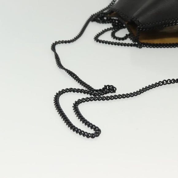 Stella MacCartney Chain Fabera Shoulder Bag Leather Black Auth BA5027