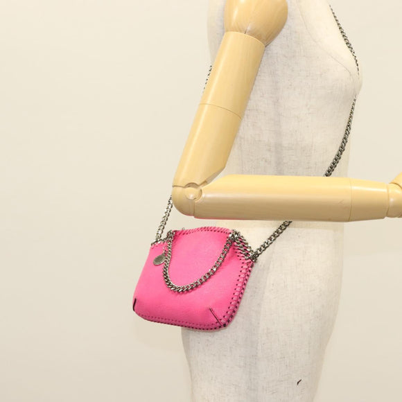 Stella MacCartney Chain Farabella Mini Bag Suede Pink Silver Auth BA5028