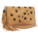 Jimmy Choo Studs Shoulder Bag Leather Beige Gold Auth BA5032-1