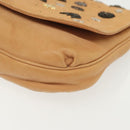 Jimmy Choo Studs Shoulder Bag Leather Beige Gold Auth BA5032-11