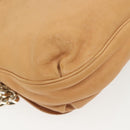 Jimmy Choo Studs Shoulder Bag Leather Beige Gold Auth BA5032-12