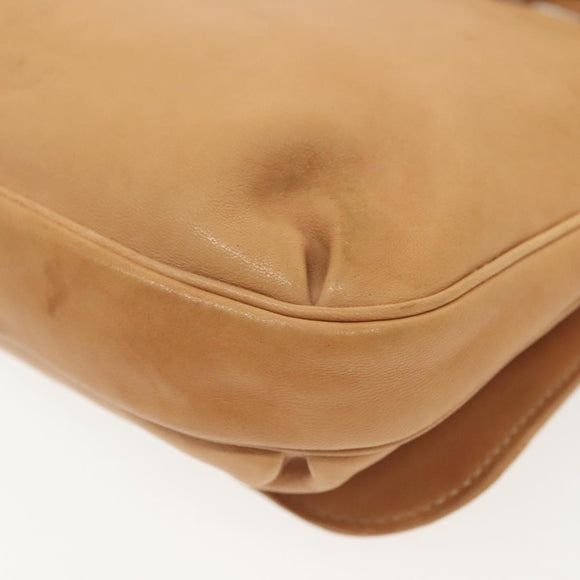 Jimmy Choo Studs Shoulder Bag Leather Beige Gold Auth BA5032