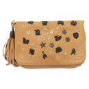 Jimmy Choo Studs Shoulder Bag Leather Beige Gold Auth BA5032-2