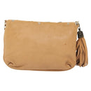 Jimmy Choo Studs Shoulder Bag Leather Beige Gold Auth BA5032-3