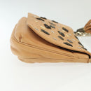 Jimmy Choo Studs Shoulder Bag Leather Beige Gold Auth BA5032-4